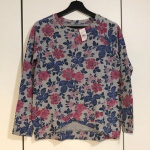 Loft women sweater size xs new with tags flowers pattern 100% cotton